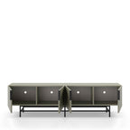 Vintara - Mueble de TV de 4 puertas - Madera y metal - Verde almendra