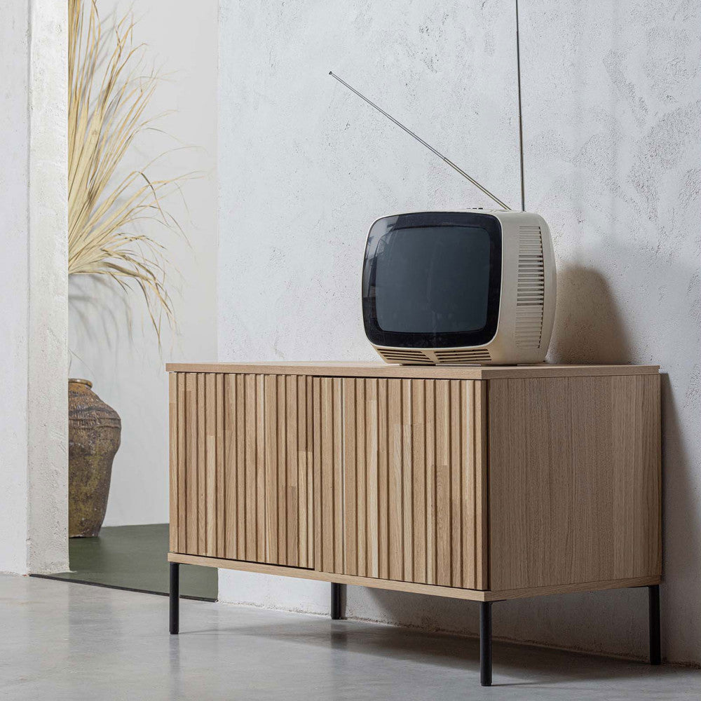 New gravure - Meuble TV 2 Portes - Bois - Bois clair