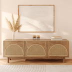 Delya - Mueble TV De Madera Maciza Y Ratán De Mindi