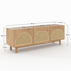 Delya - Mueble TV De Madera Maciza Y Ratán De Mindi