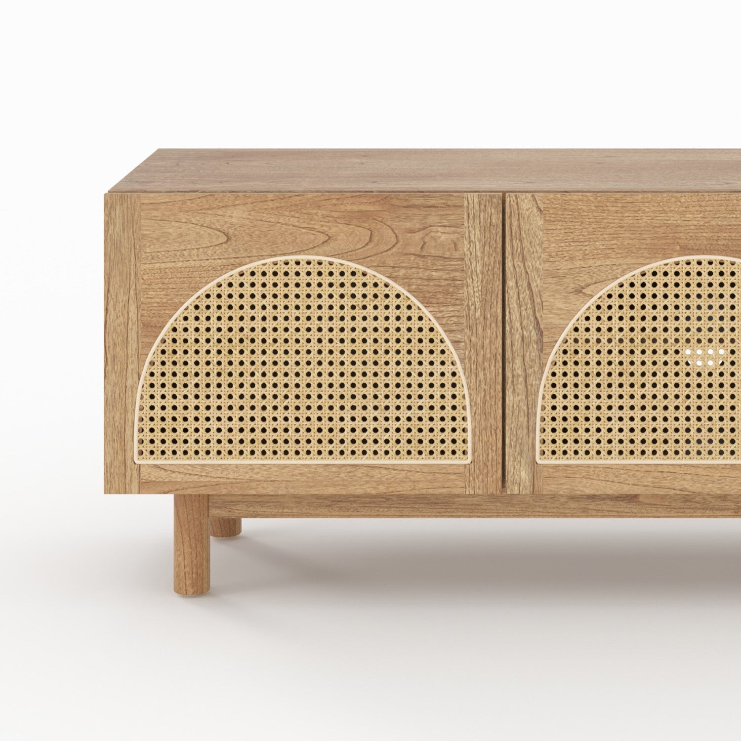 Delya - Mueble TV De Madera Maciza Y Ratán De Mindi