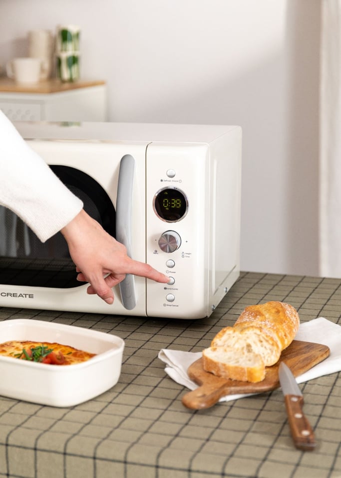 Retro Microwave - 900W Digital Grill Microwave - Off-White