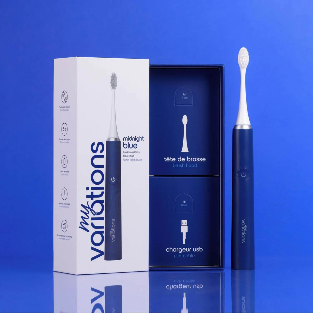 Brosse Midnight + Étui + Support