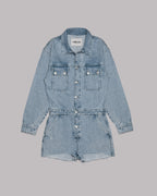 Blue Short Denim Jumpsuit - Product photo
