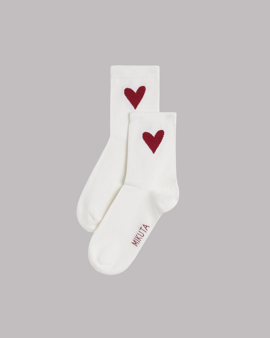 MIKUTA off white heart socks product shot - Valentine's gift idea