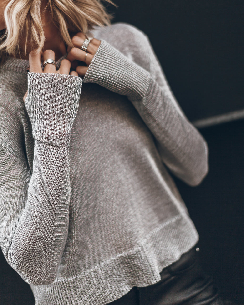 Silver Metallic Knitted Sweater - Product photo