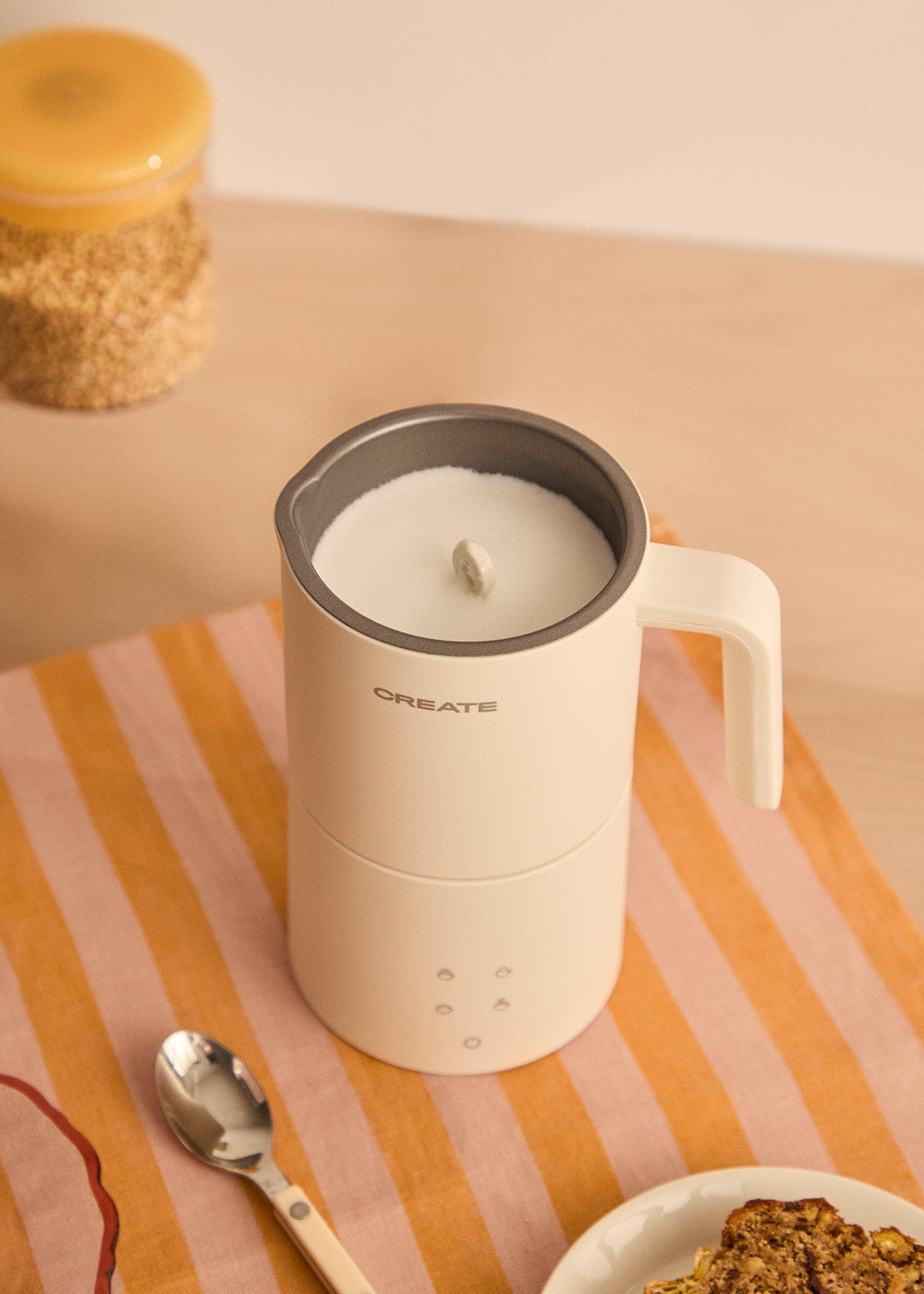 Milk Frother Studio Pro - Espumador y calentador de leche apto para lavavajillas - Blanco roto