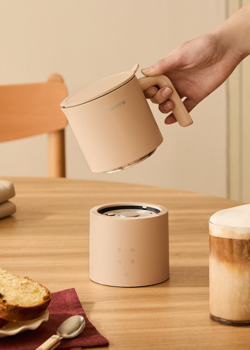 Milk Frother Studio Pro - Dishwasher-Safe Milk Frother & Milk Heater - Sand