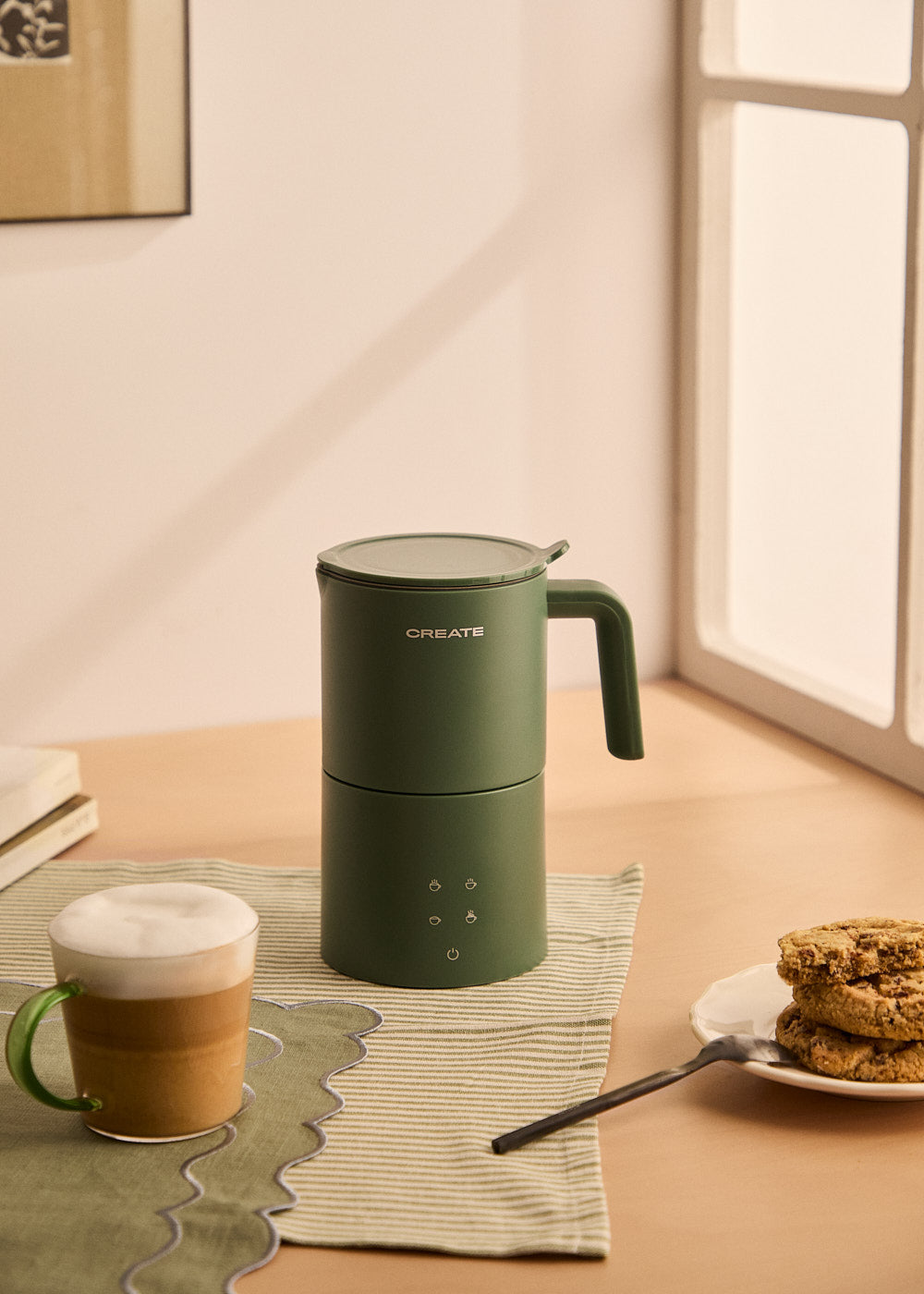 Milk Frother Studio Pro - Espumador & Calentador de Leche Compatible con Lavavajillas - Verde Salvia