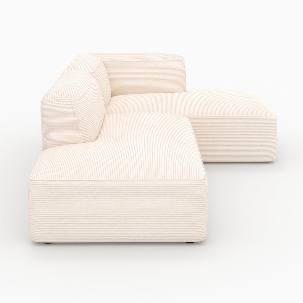 Mina - Canapé D'Angle Droit Modulable En Velours Côtelé Blanc 4 Places