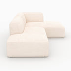 Mina - Canapé D'Angle Droit Modulable En Velours Côtelé Blanc 4 Places