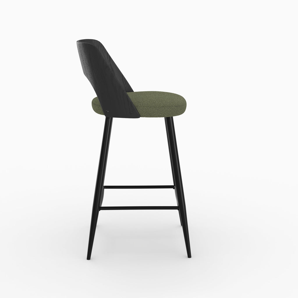 Mindy - Lot De 2 Chaises Pour Îlot Central En Tissu Bouclé Vert Kaki