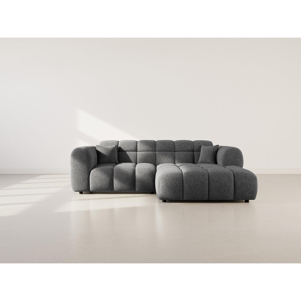 Mini Ray - Sofá Rinconero - 4 Plazas - Tejido Texturizado - Gris Antracita