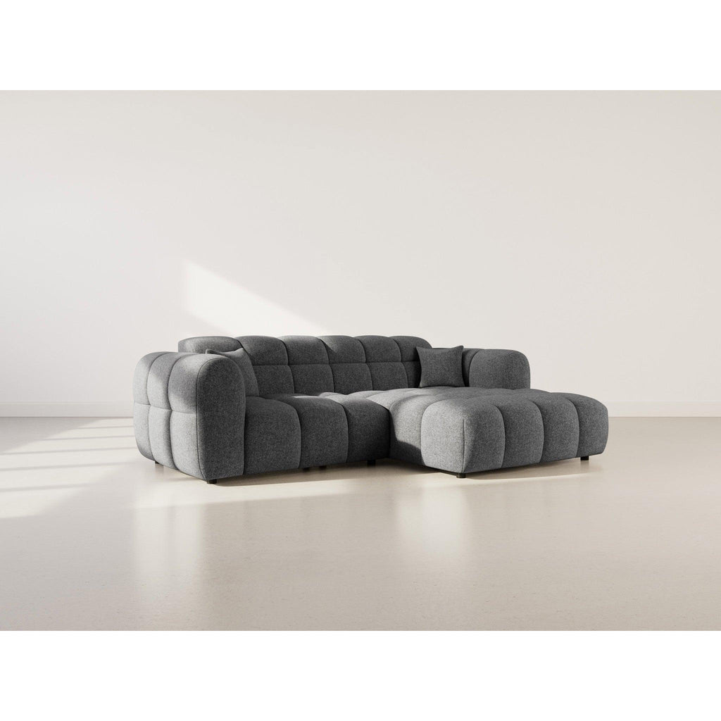 Mini Ray - Sofá Rinconero - 4 Plazas - Tejido Texturizado - Gris Antracita