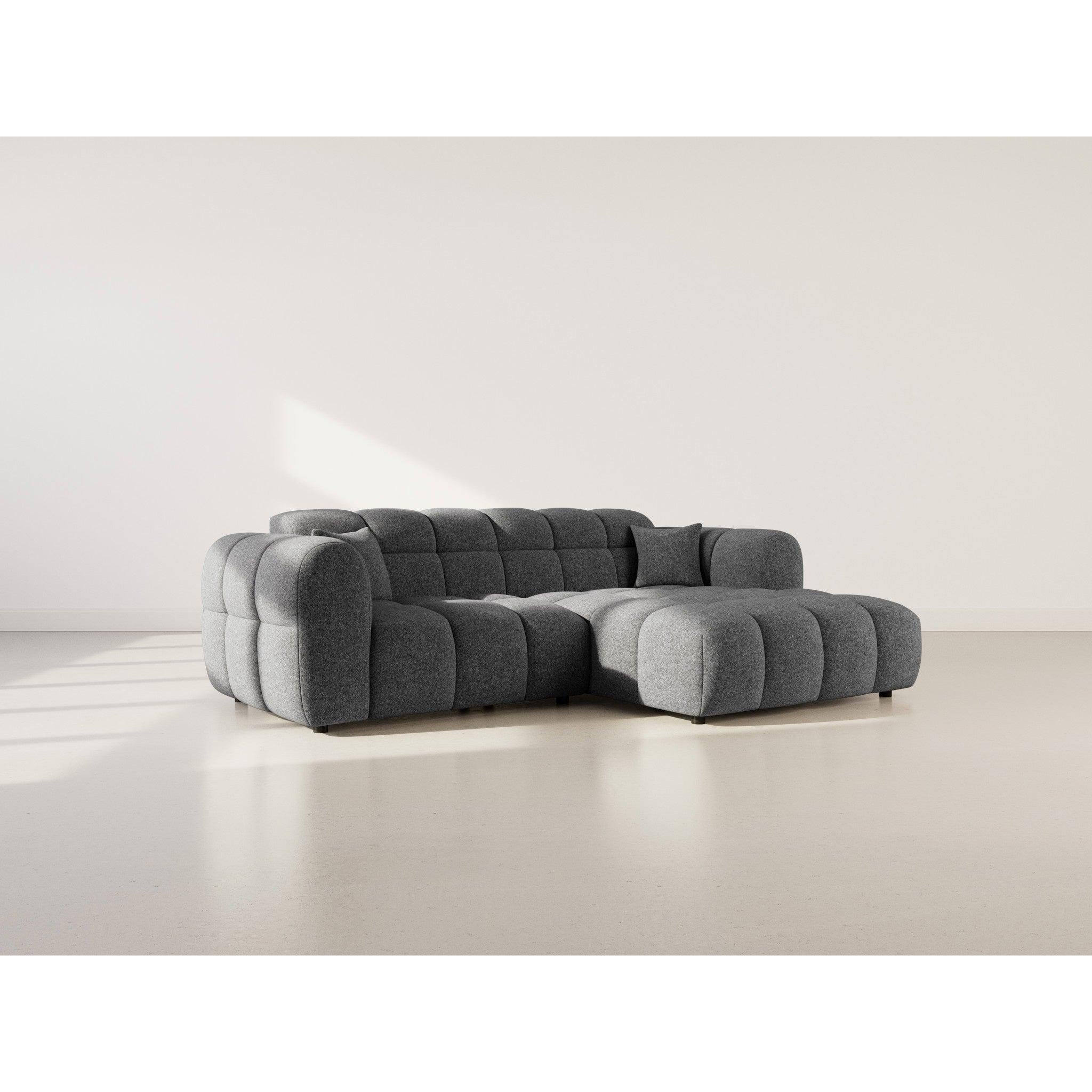Mini Ray - Sofá Rinconero - 4 Plazas - Tejido Texturizado - Gris Antracita