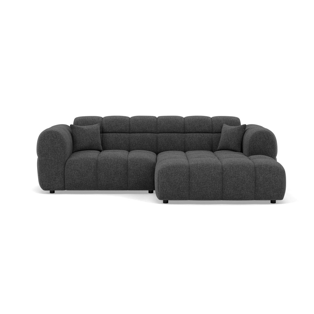 Mini Ray - Sofá Rinconero - 4 Plazas - Tejido Texturizado - Gris Antracita