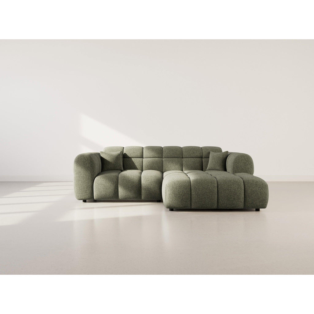 Mini Ray - Canapé D'Angle - 4 Places - Tissu Texturé - Vert Kaki