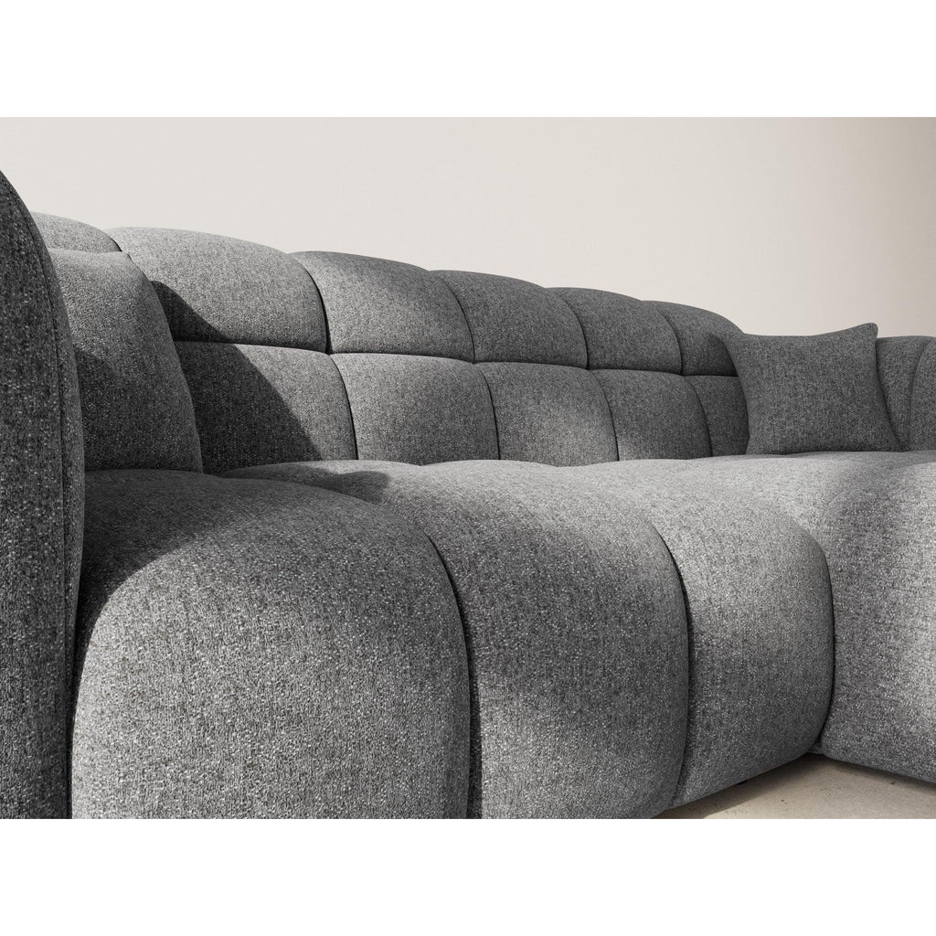 Mini Ray - Sofá Rinconero - 4 Plazas - Tejido Texturizado - Gris Antracita