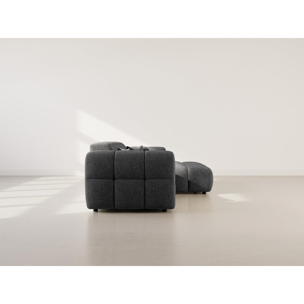 Mini Ray - Sofá Rinconero - 4 Plazas - Tejido Texturizado - Gris Antracita