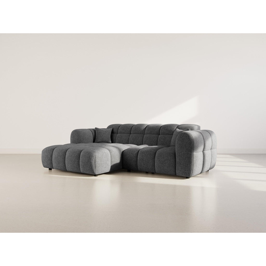 Mini Ray - Sofá Rinconero - 4 Plazas - Tejido Texturizado - Gris Antracita