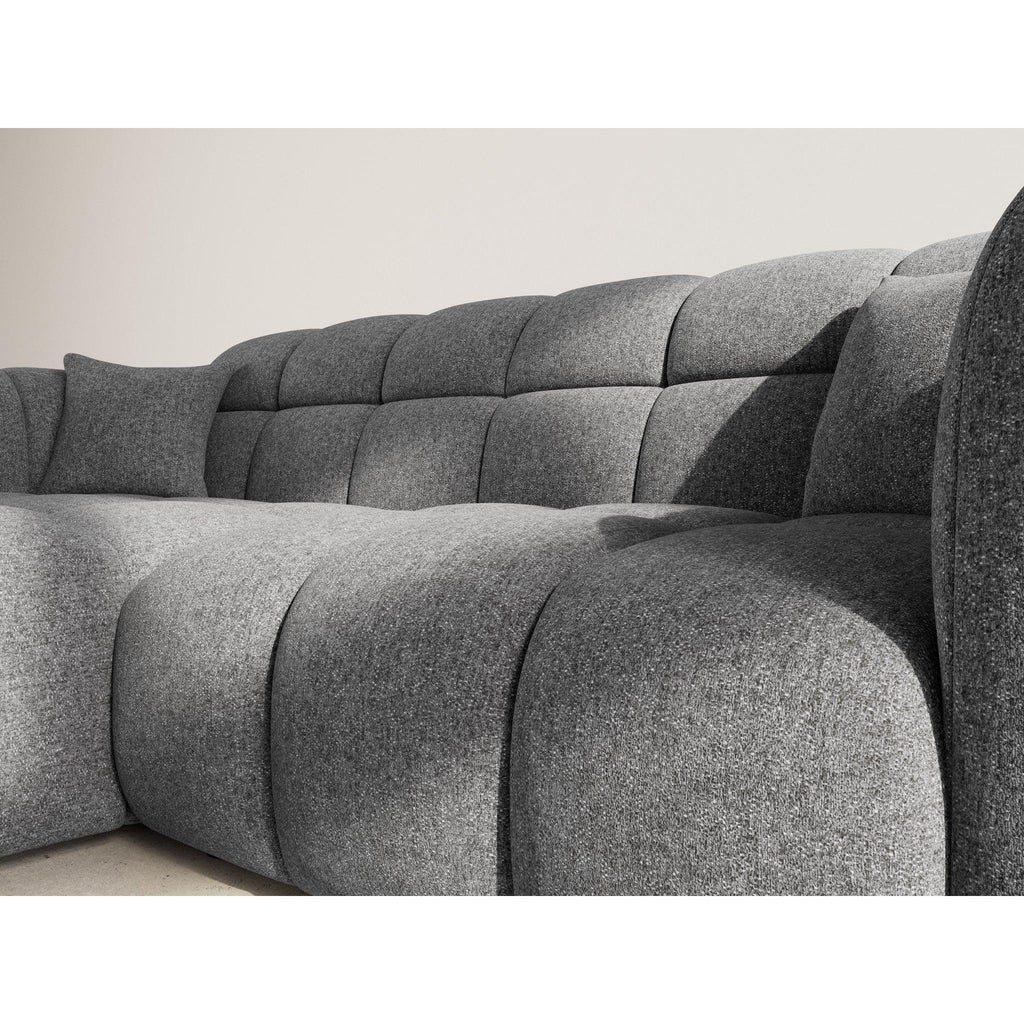 Mini Ray - Sofá Rinconero - 4 Plazas - Tejido Texturizado - Gris Antracita