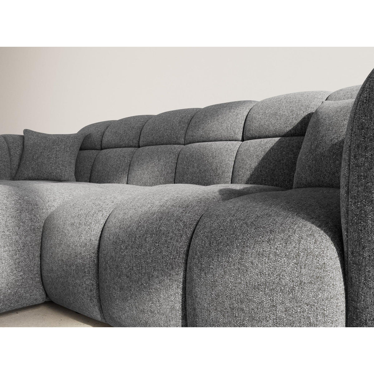 Mini Ray - Sofá Rinconero - 4 Plazas - Tejido Texturizado - Gris Antracita