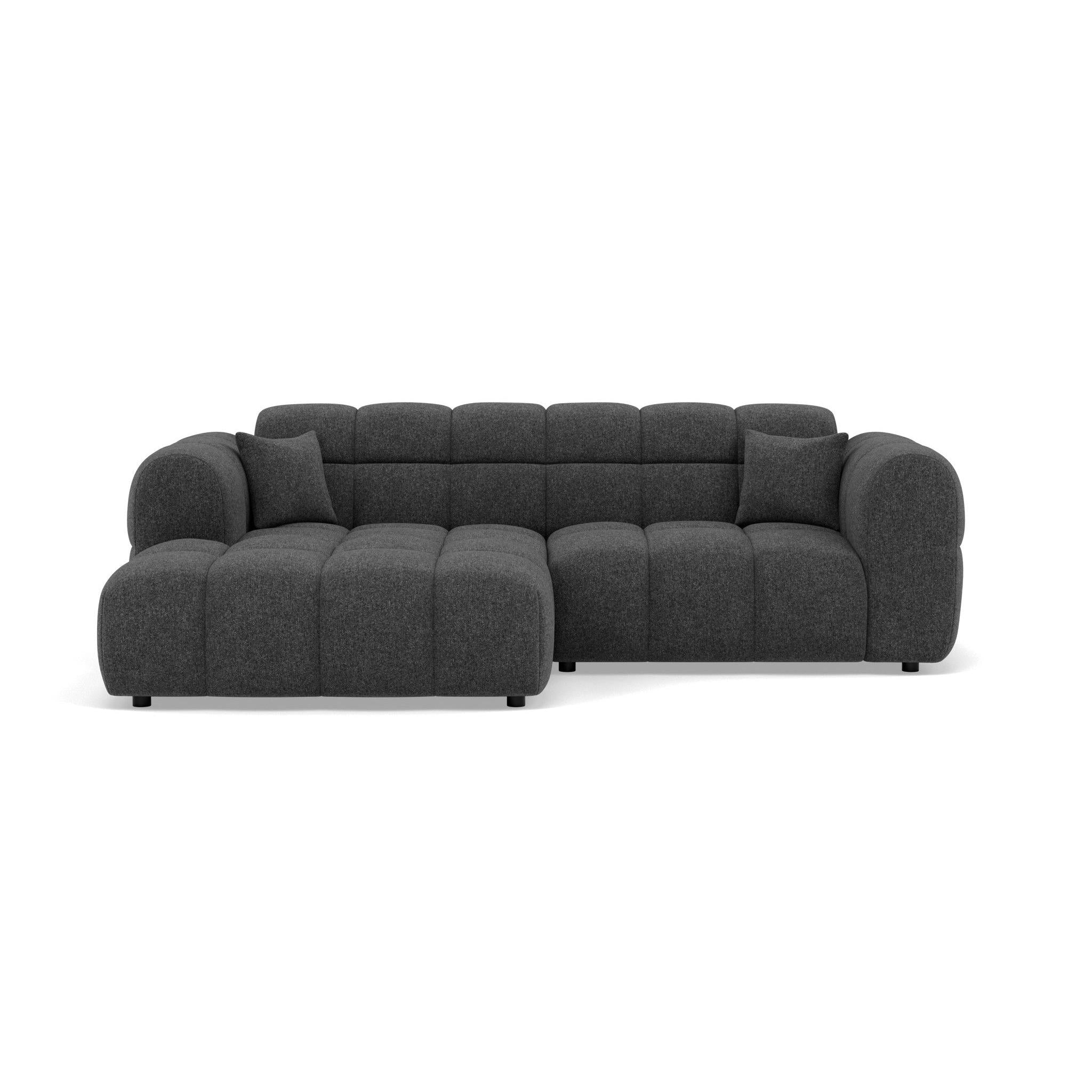 Mini Ray - Sofá Rinconero - 4 Plazas - Tejido Texturizado - Gris Antracita