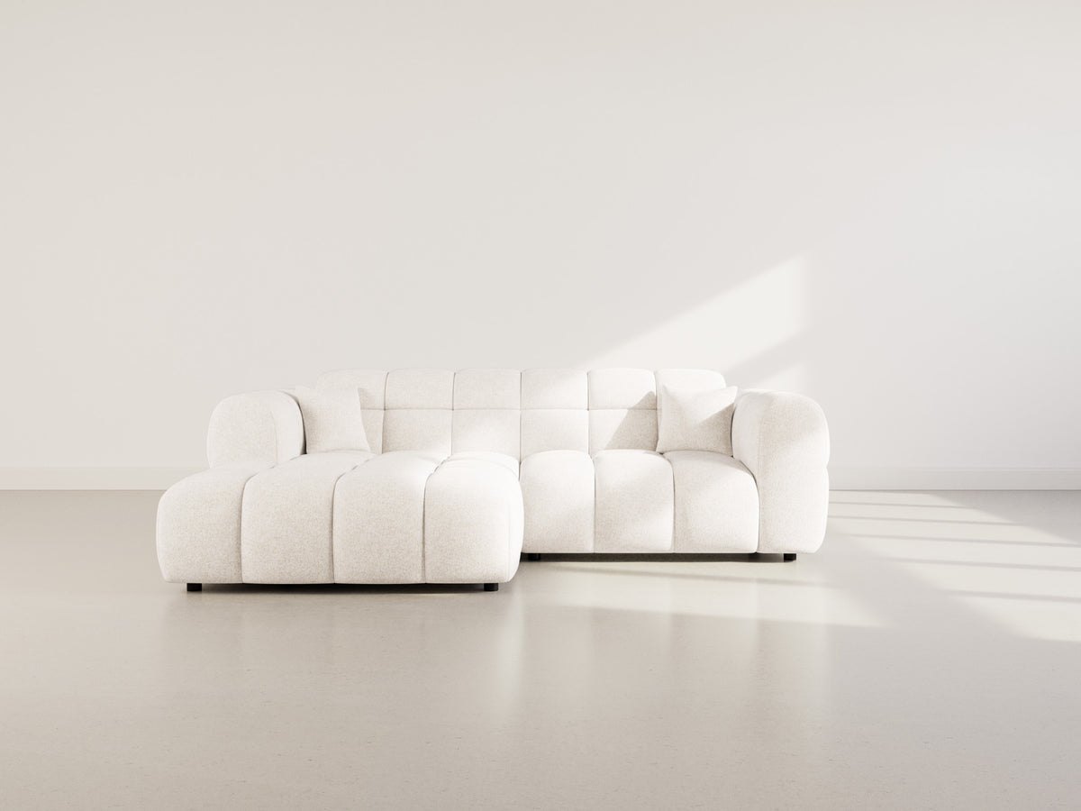 Mini Ray - 4-Seater Corner Sofa - Textured Fabric - Beige