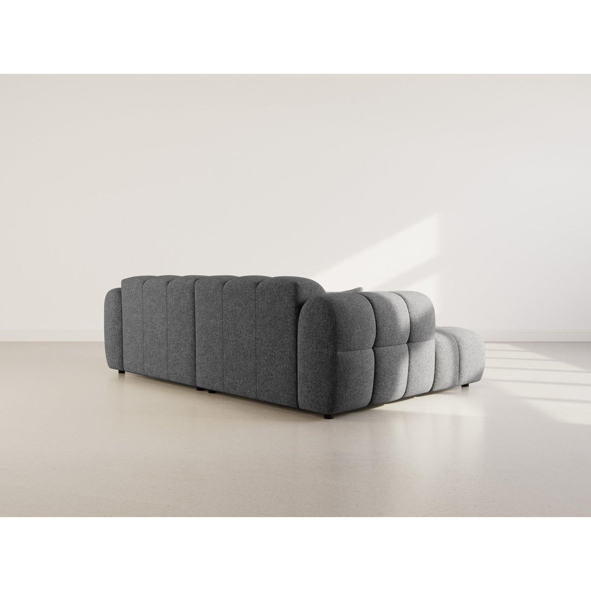 Mini Ray - Sofá Rinconero - 4 Plazas - Tejido Texturizado - Gris Antracita