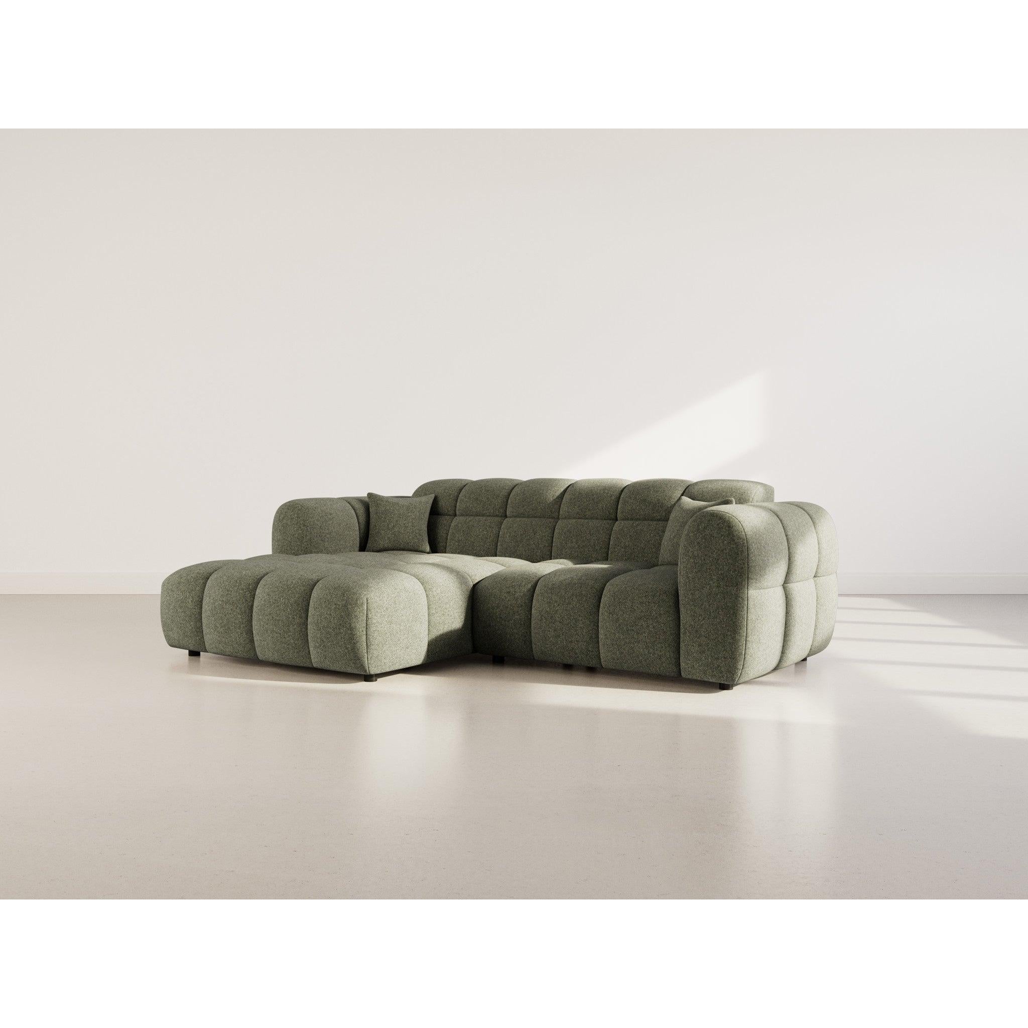 Mini Ray - Canapé D'Angle - 4 Places - Tissu Texturé - Vert Kaki