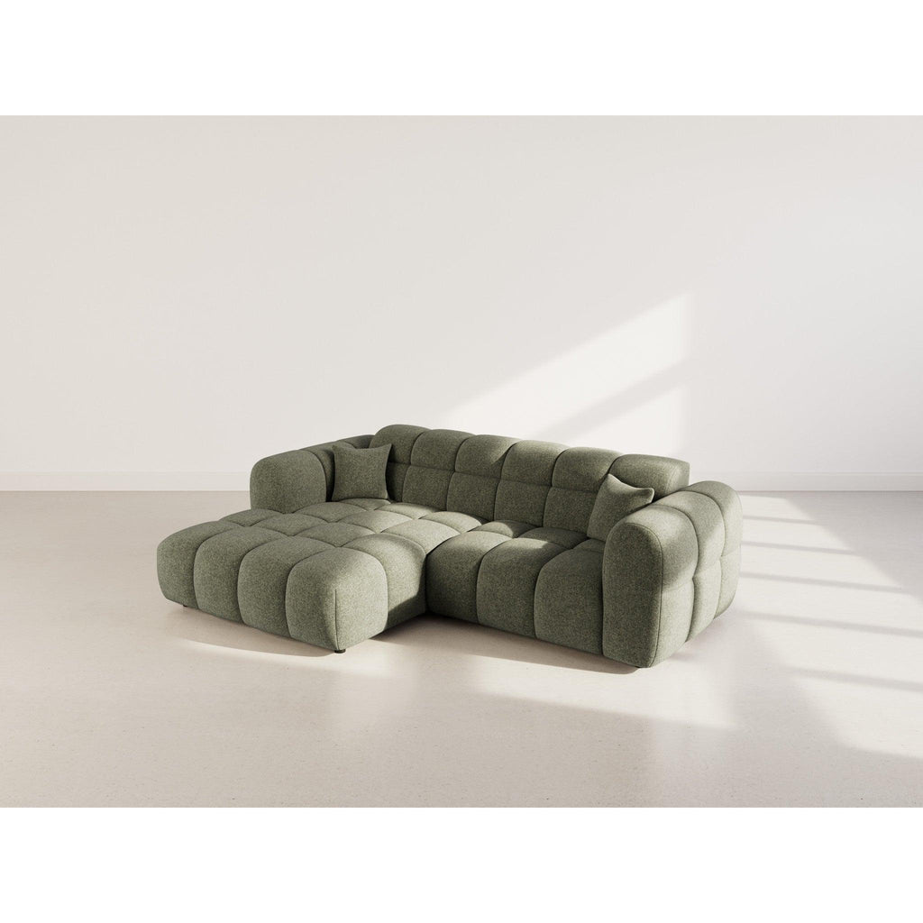 Mini Ray - Canapé D'Angle - 4 Places - Tissu Texturé - Vert Kaki