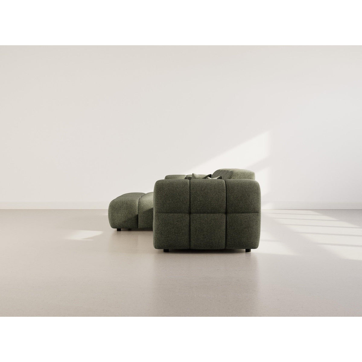 Mini Ray - Canapé D'Angle - 4 Places - Tissu Texturé - Vert Kaki
