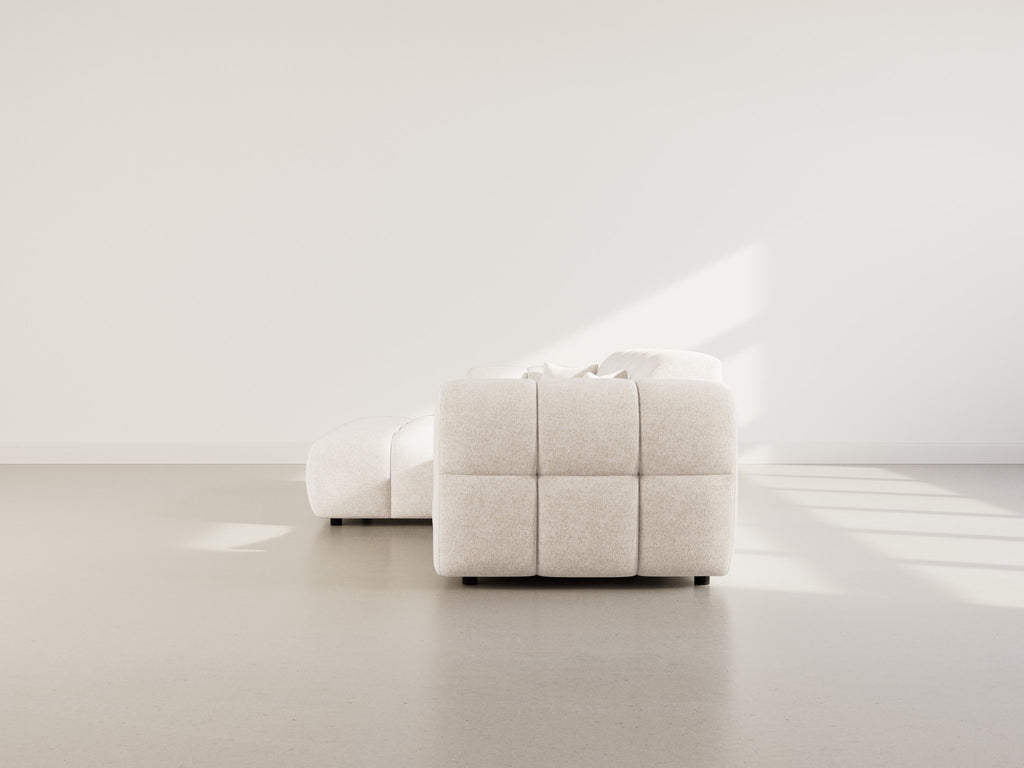 Mini Ray - 4-Seater Corner Sofa - Textured Fabric - Beige