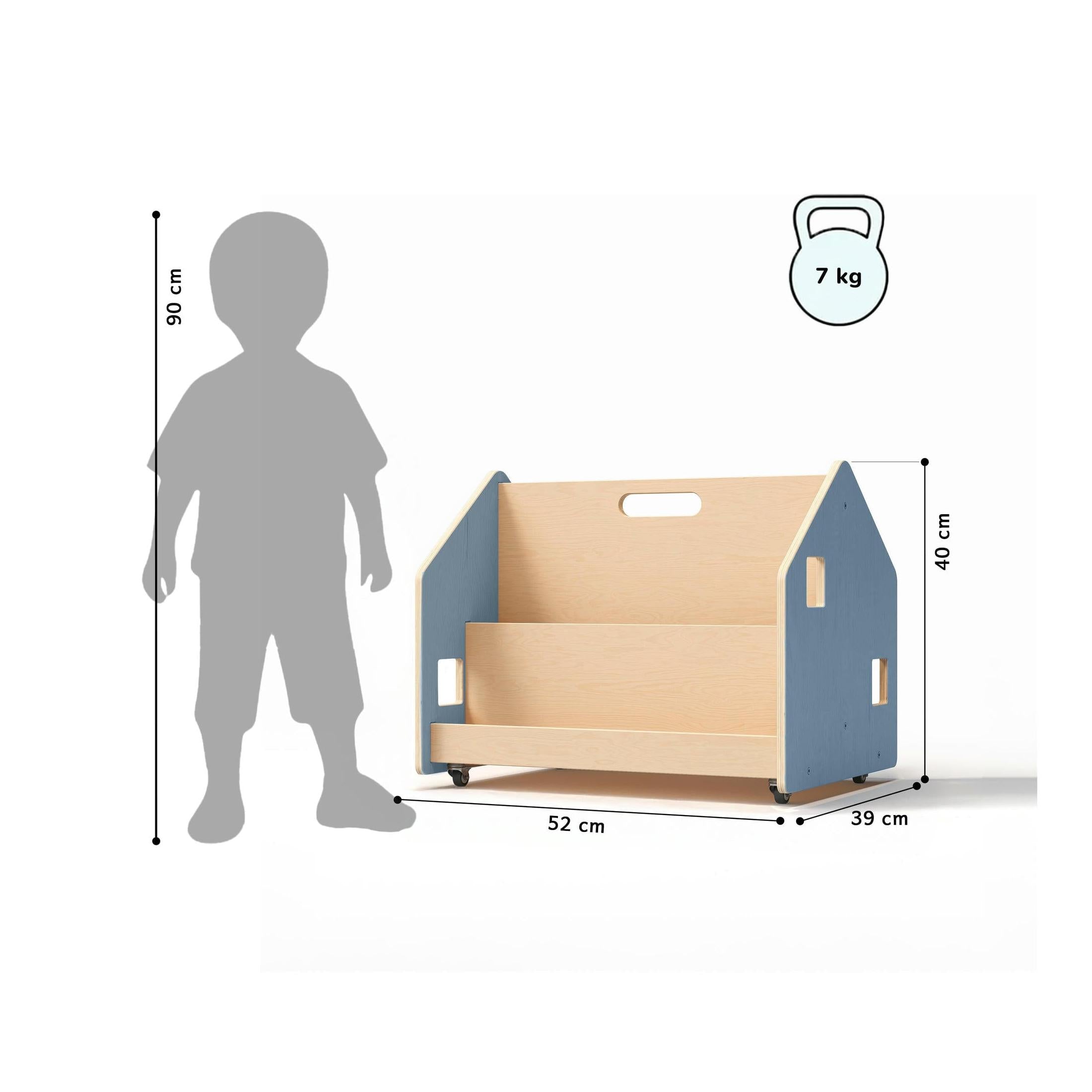Estantería Infantil Doble Cara Con Ruedas – Azul Claro