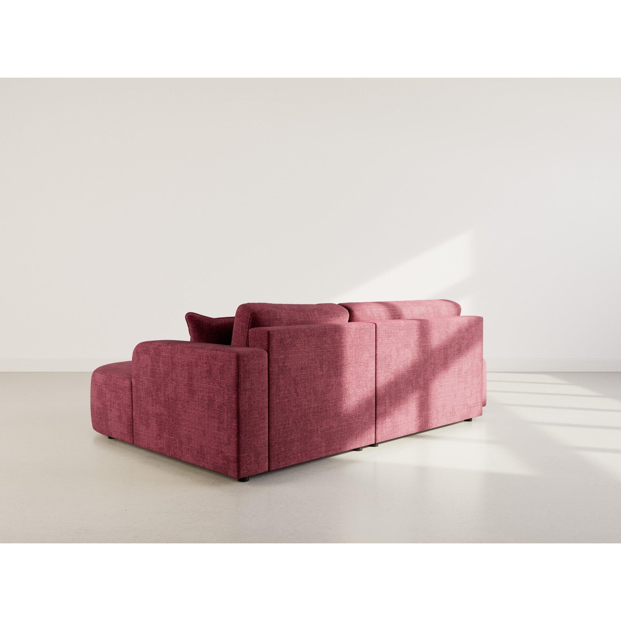 Miro - Sofá Rinconero Convertible Con Arcón - 4 Plazas - Terciopelo Texturizado - Ciruela