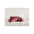Miro - Sofá Rinconero Convertible Con Arcón - 4 Plazas - Terciopelo Texturizado - Ciruela