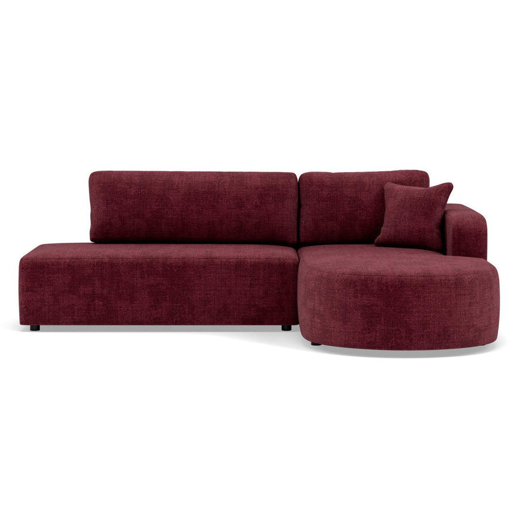 Miro - Sofá Rinconero Convertible Con Arcón - 4 Plazas - Terciopelo Texturizado - Ciruela