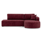 Miro - Sofá Rinconero Convertible Con Arcón - 4 Plazas - Terciopelo Texturizado - Ciruela