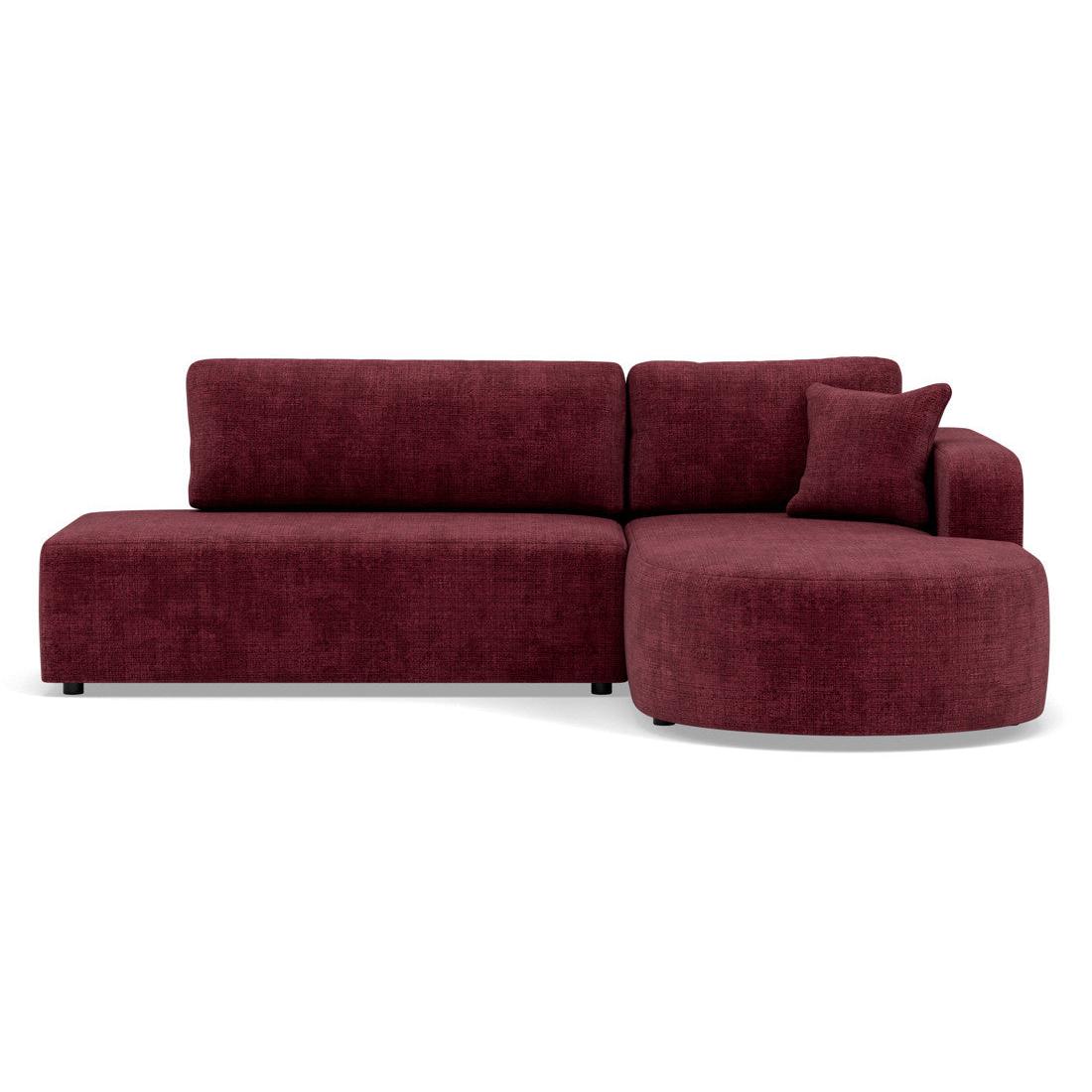 Miro - Sofá Rinconero Convertible Con Arcón - 4 Plazas - Terciopelo Texturizado - Ciruela