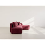 Miro - Sofá Rinconero Convertible Con Arcón - 4 Plazas - Terciopelo Texturizado - Ciruela