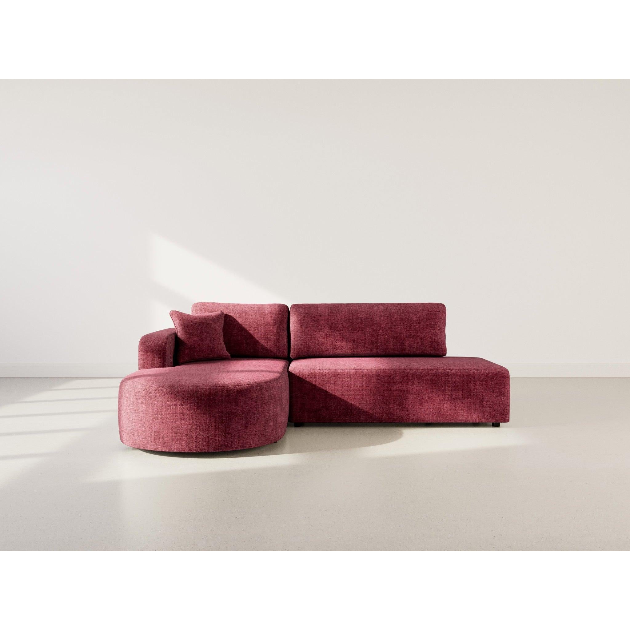 Miro - Sofá Rinconero Convertible Con Arcón - 4 Plazas - Terciopelo Texturizado - Ciruela