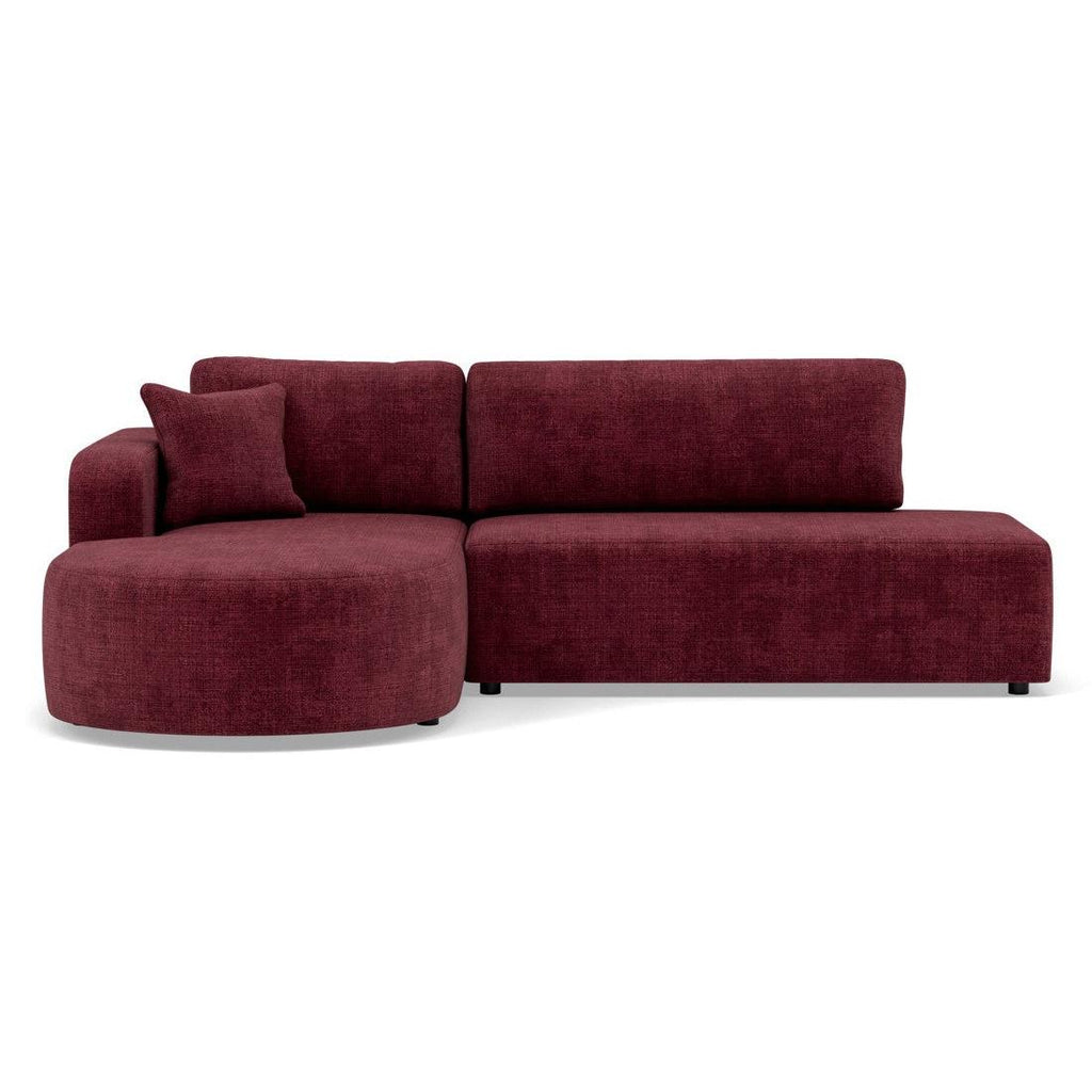 Miro - Sofá Rinconero Convertible Con Arcón - 4 Plazas - Terciopelo Texturizado - Ciruela