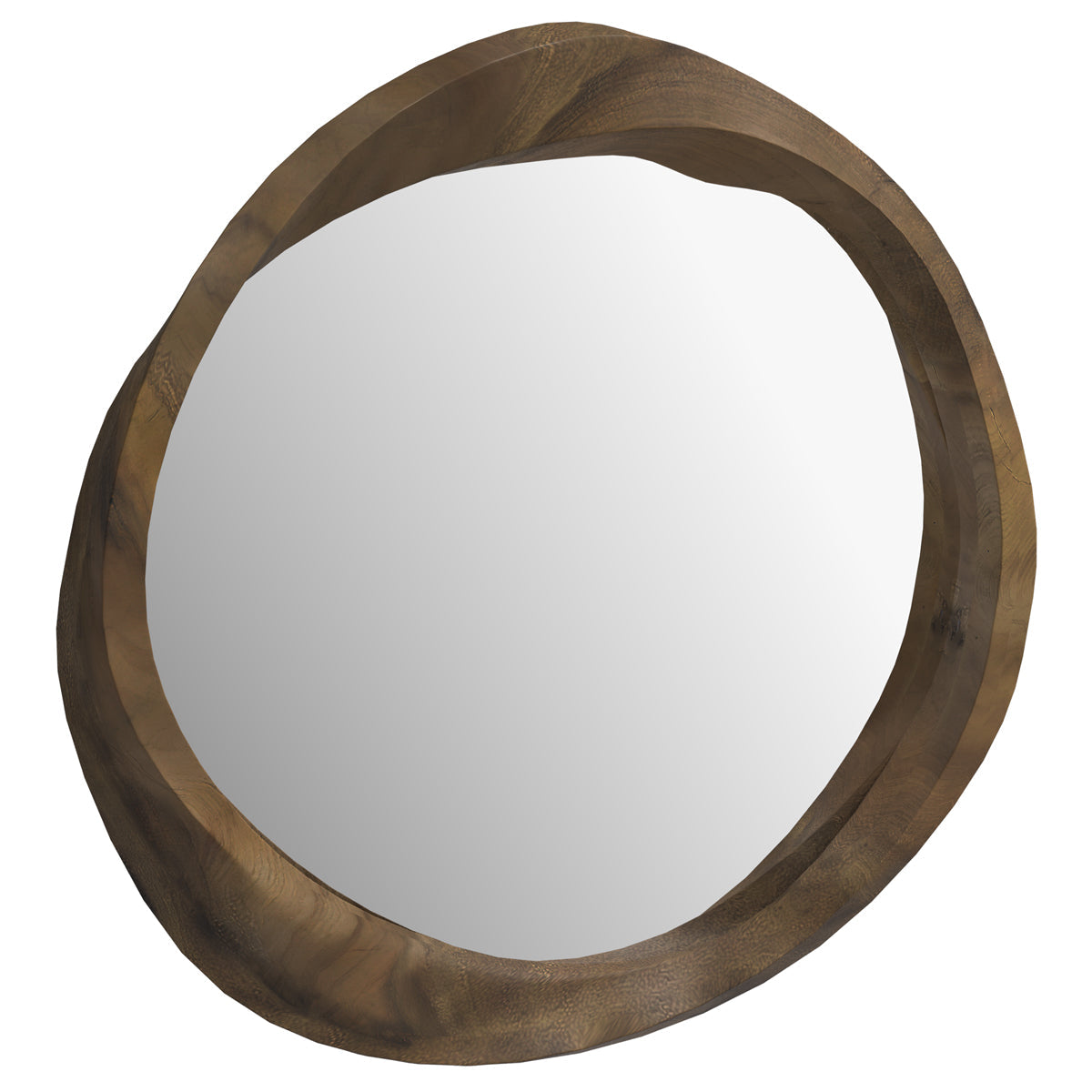 Yong - Miroir Rond En Bois De Suar Ondulé