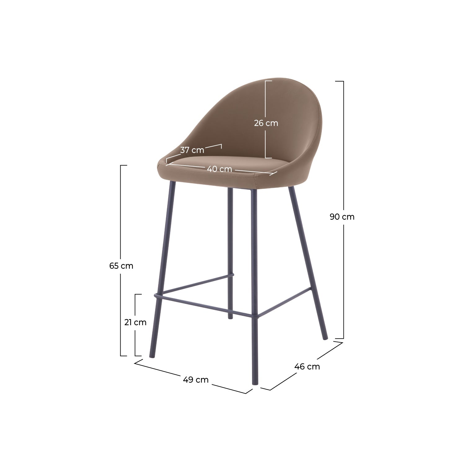 Misty - Lot De 2 Chaises Pour Îlot Central En Pu Marron
