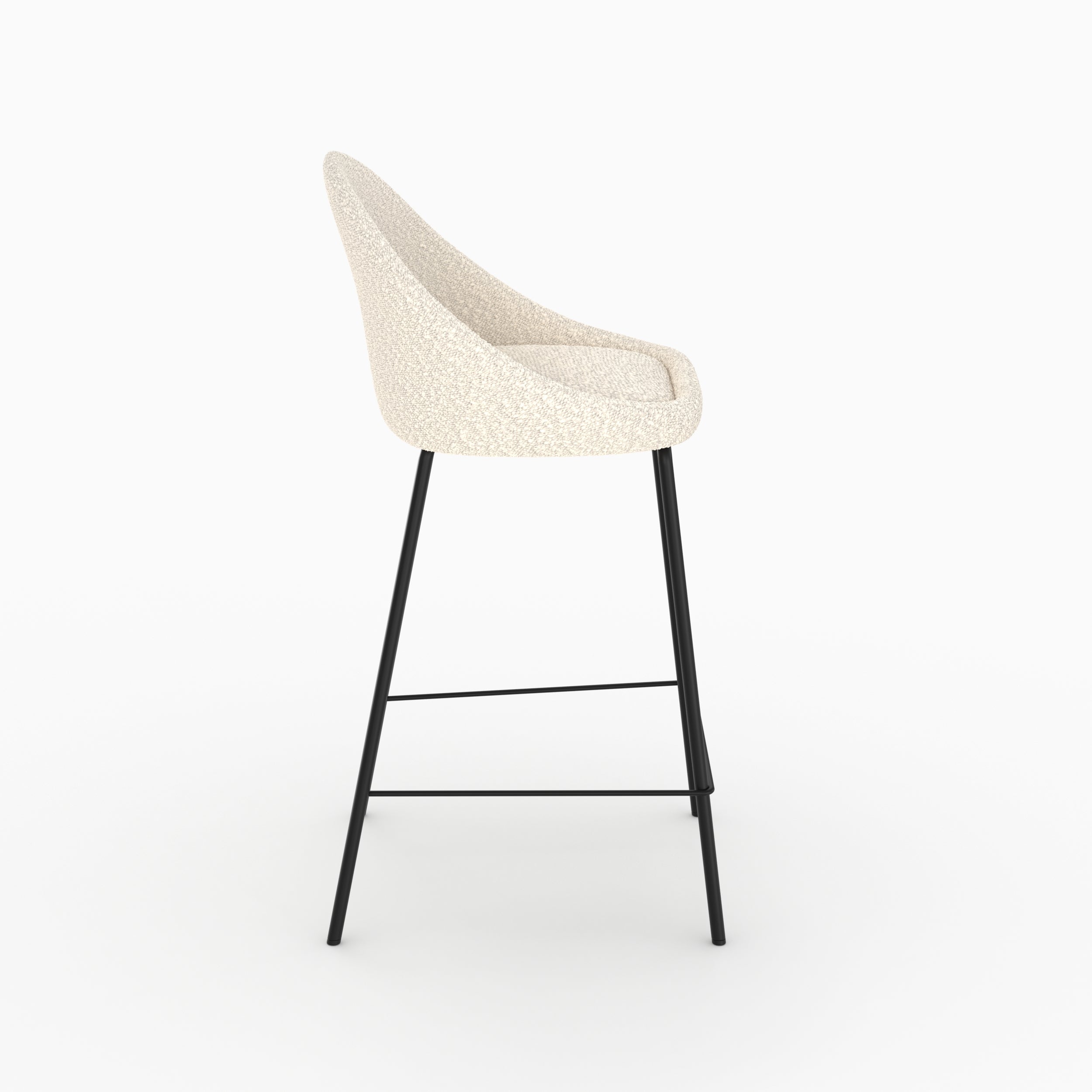 Misty - Chaise Pour Îlot Central Effet Laine Bouclette Blanche