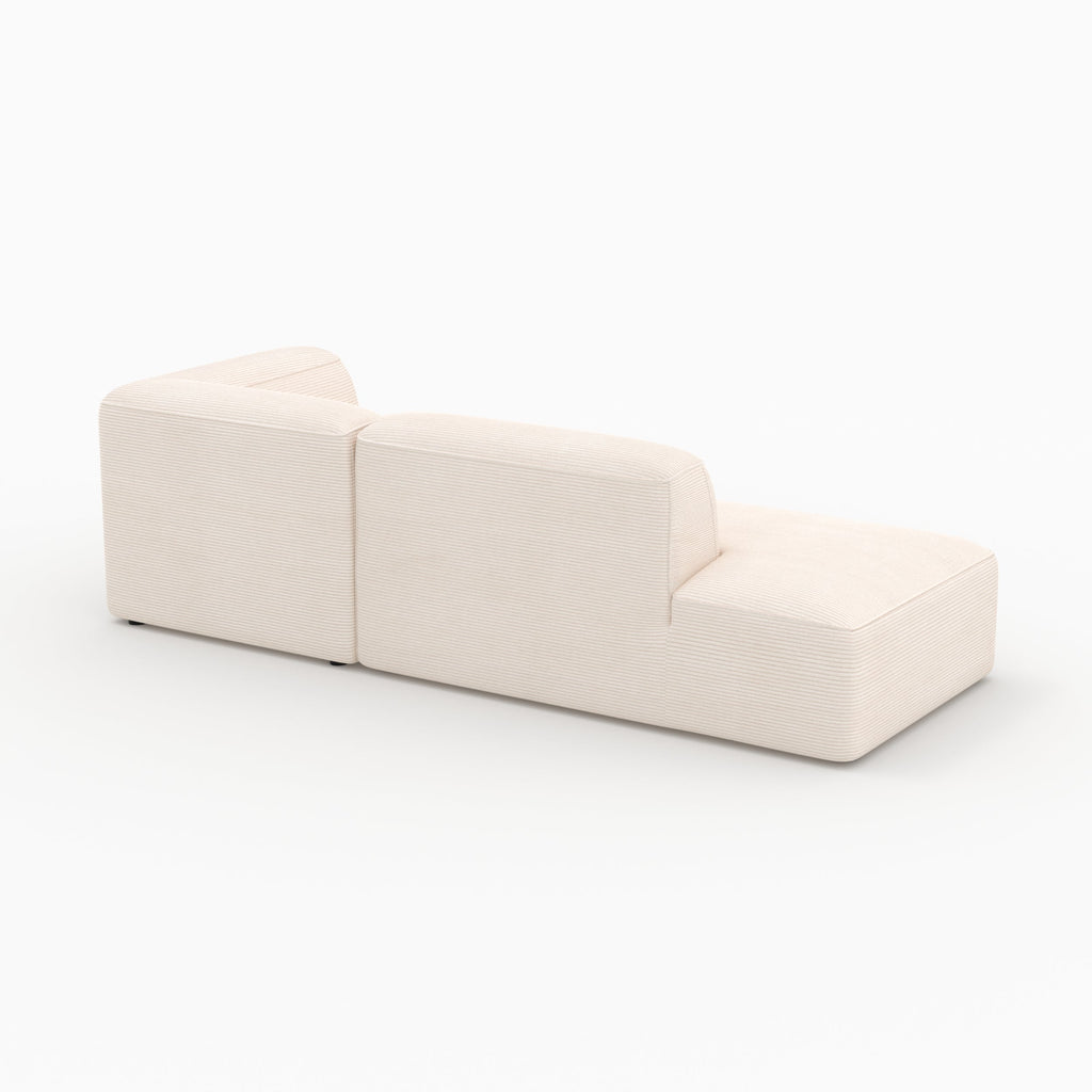 Mina - Canapé D'Angle Droit Modulable En Velours Côtelé Blanc 4 Places