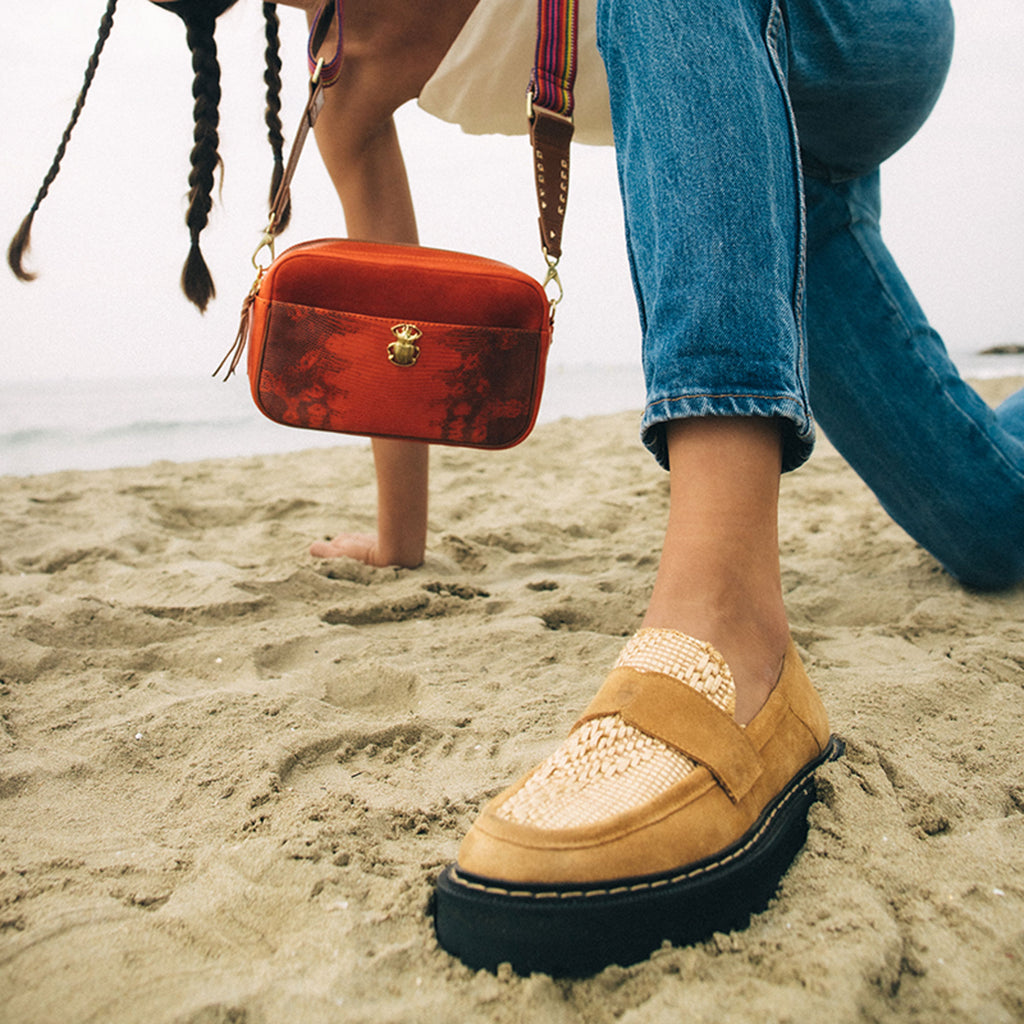Mia Pecan and Raffia Leather Loafer