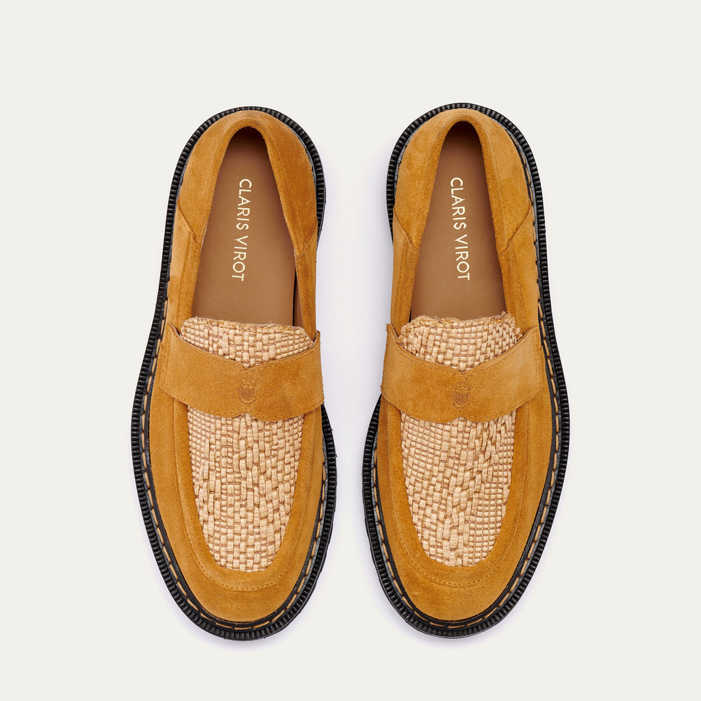 Mia Pecan and Raffia Leather Loafer