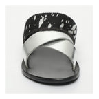 White Sun - Mules Chleo - Argent, Noir Et Feuille D'Argent - Femme