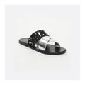 White Sun - Mules Chleo - Argent, Noir Et Feuille D'Argent - Femme